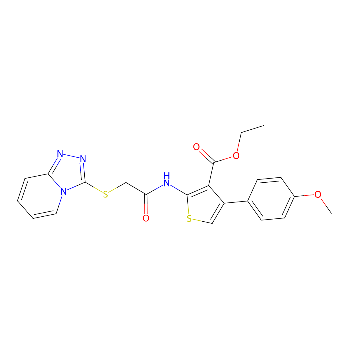 Ethyl 2-(2-([1,2,4]triazolo[4,3-a]pyridin-3-ylthio)acetamido)-4-(4-methoxyphenyl)thiophene-3-carboxylate molecular structure, CAS 315711-28-5