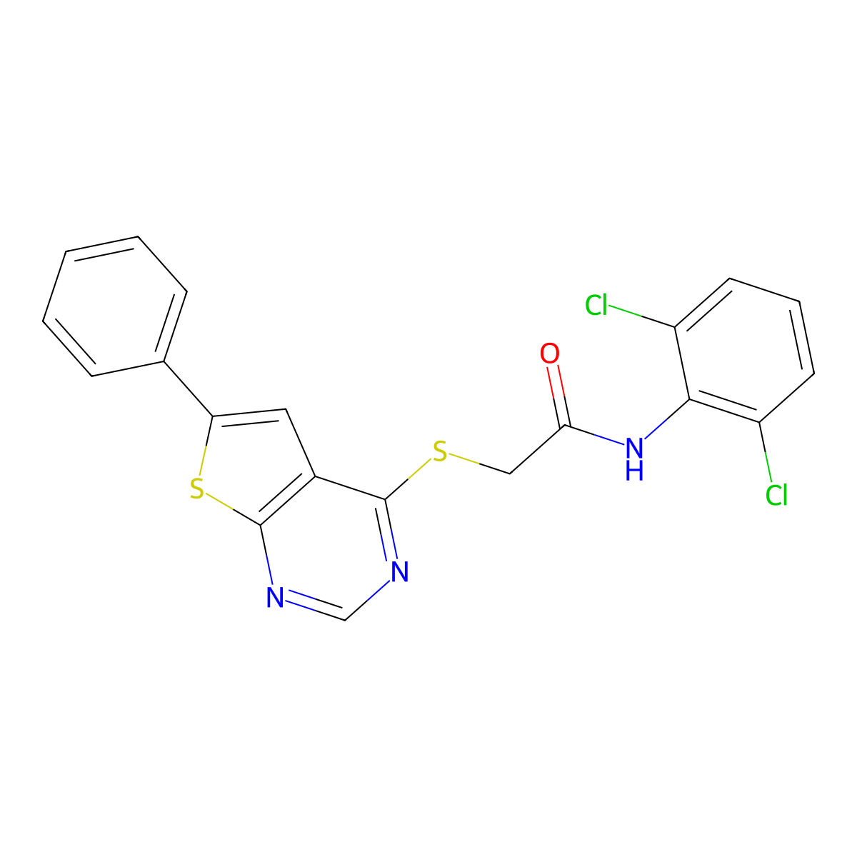 N-(2,6-Dichlorophenyl)-2-({6-phenylthieno[2,3-D]pyrimidin-4-YL}sulfanyl)acetamide molecular structure, CAS 315711-31-0