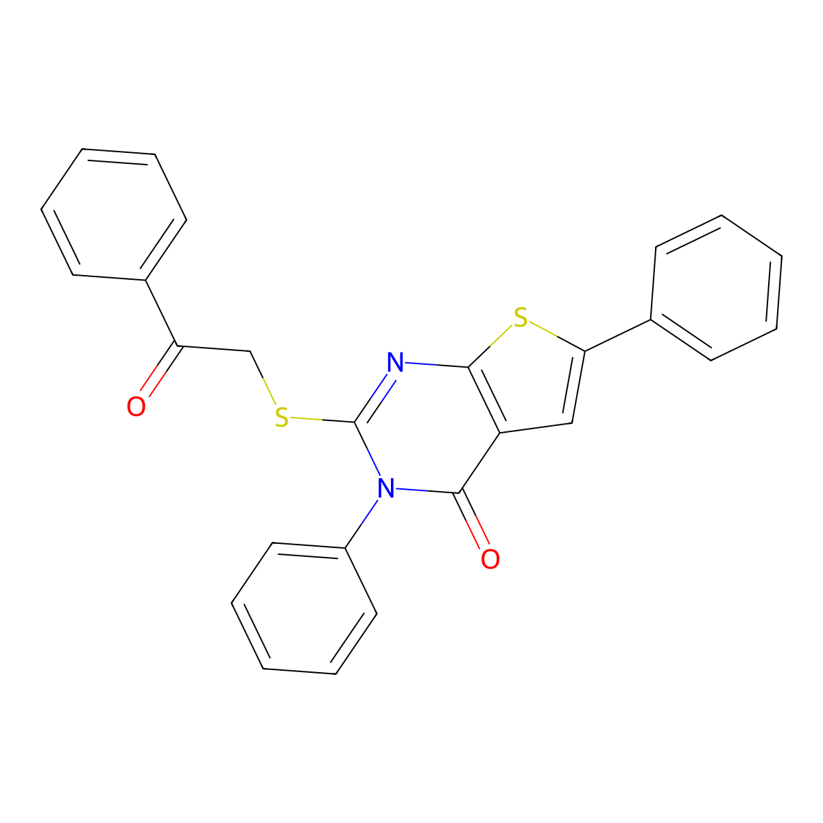 2-[(2-oxo-2-phenylethyl)sulfanyl]-3,6-diphenylthieno[2,3-d]pyrimidin-4(3H)-one molecular structure, CAS 315711-58-1