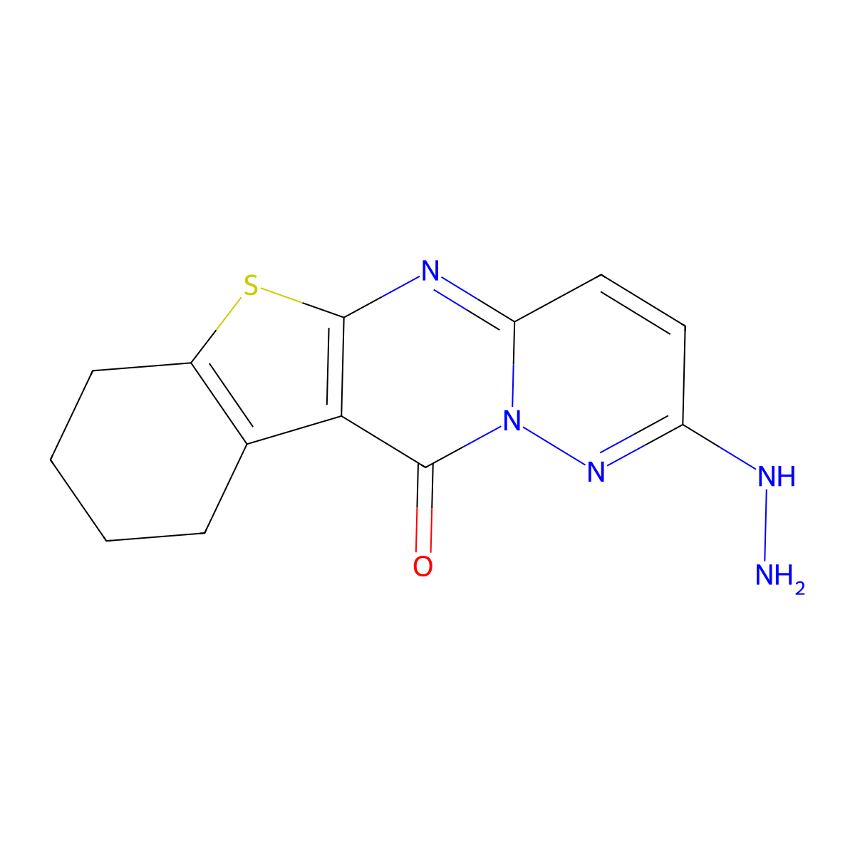 6-Hydrazinyl-17-thia-2,7,8-triazatetracyclo[8.7.0.0^{3,8}.0^{11,16}]heptadeca-1(10),2,4,6,11(16)-pentaen-9-one molecular structure, CAS 315711-64-9