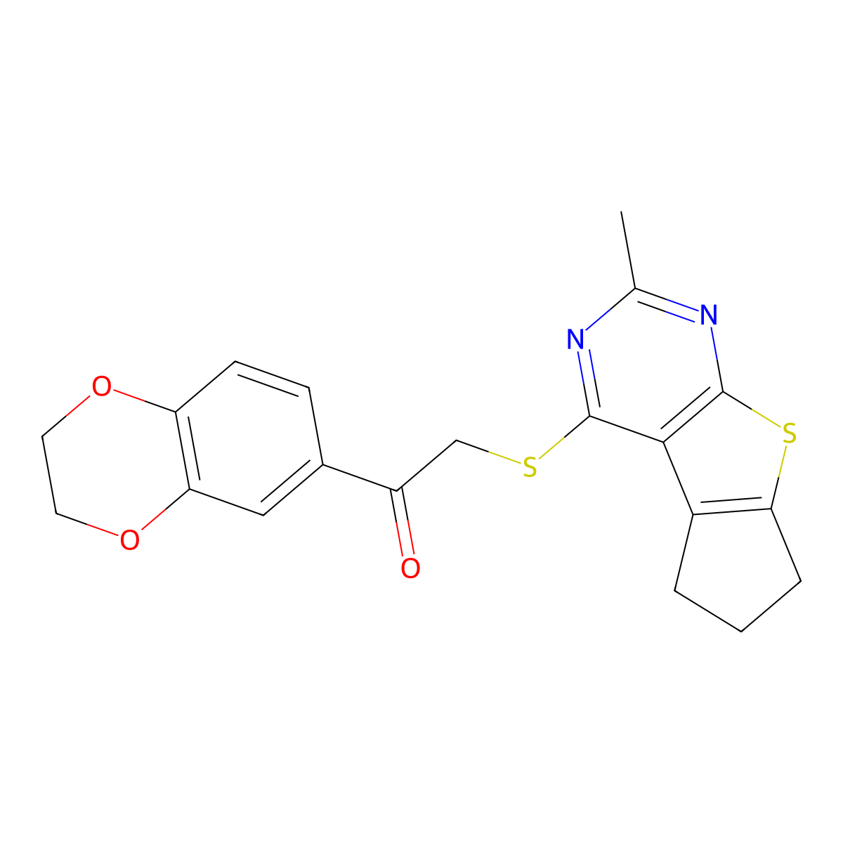 1-(2,3-Dihydro-1,4-benzodioxin-6-yl)-2-({10-methyl-7-thia-9,11-diazatricyclo[6.4.0.0^{2,6}]dodeca-1(8),2(6),9,11-tetraen-12-yl}sulfanyl)ethan-1-one molecular structure, CAS 315711-68-3