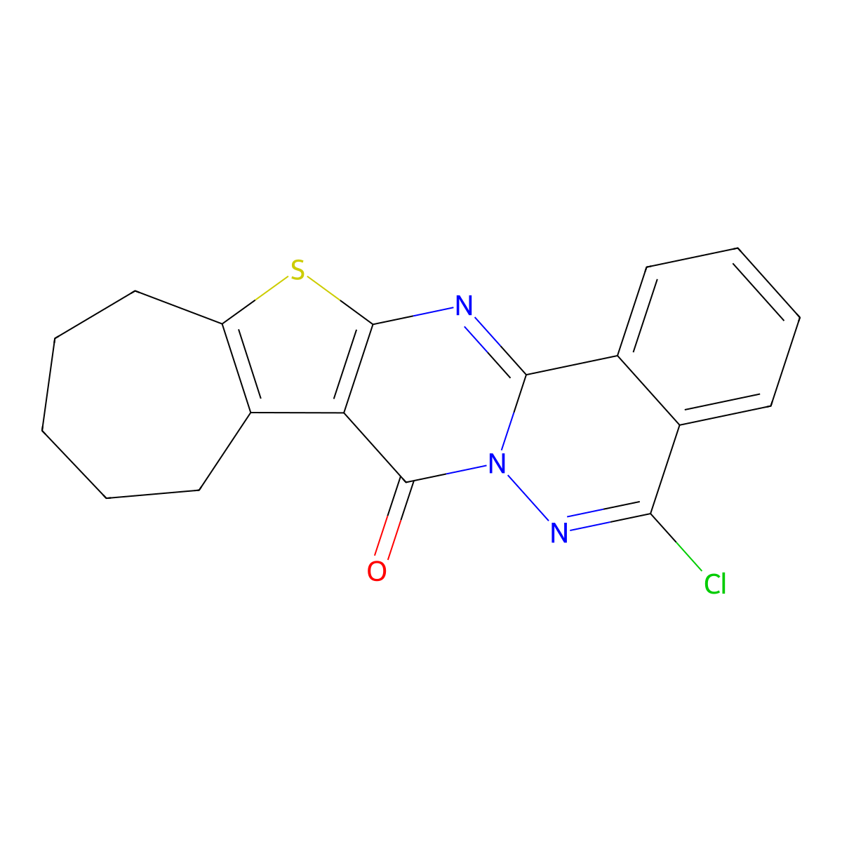 15-Chloro-7,8,9,10,11,13-hexahydrocyclohepta[1,2-d]phthalazino[2',1'-2,1]pyrim idino[4,5-b]thiophen-12-one molecular structure, CAS 315711-72-9