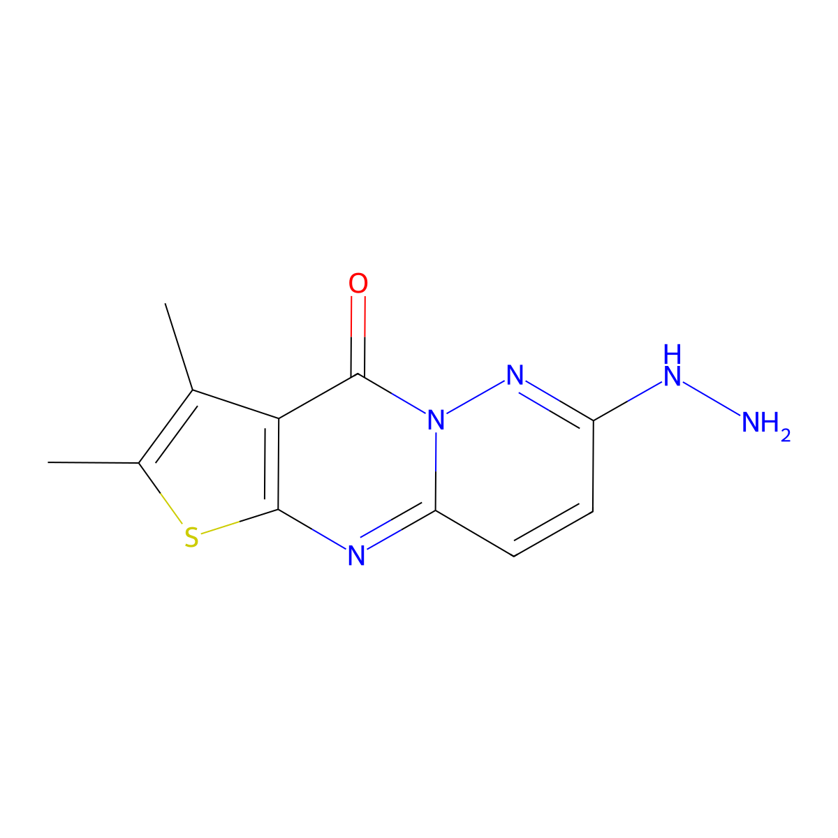 12-Hydrazinyl-4,5-dimethyl-6-thia-1,8,13-triazatricyclo[7.4.0.0^{3,7}]trideca-3(7),4,8,10,12-pentaen-2-one molecular structure, CAS 315711-74-1