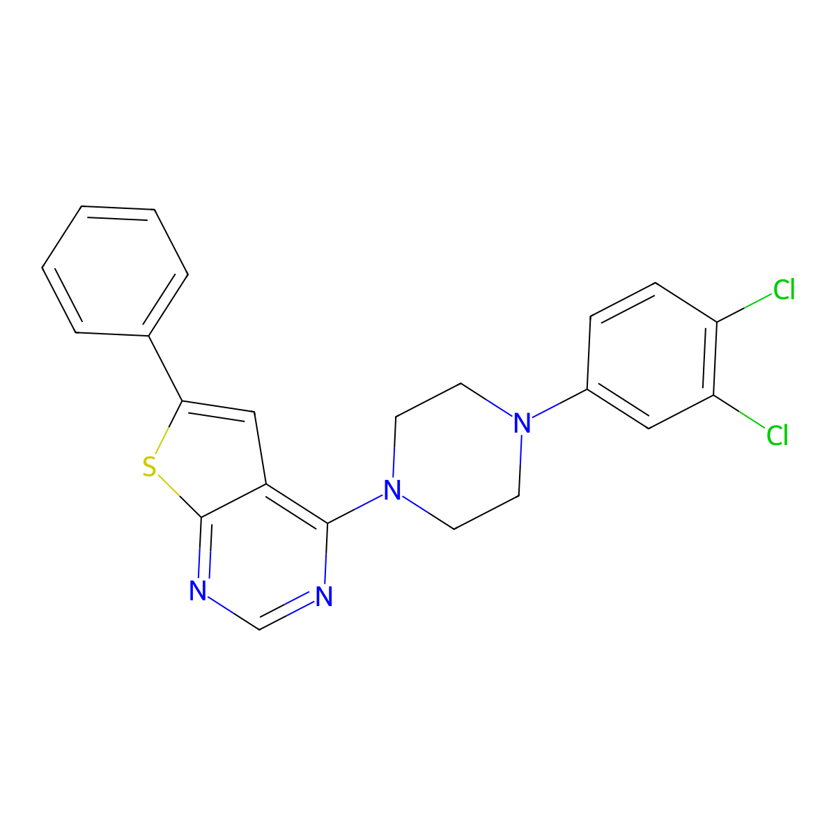 4-[4-(3,4-Dichlorophenyl)piperazin-1-yl]-6-phenylthieno[2,3-d]pyrimidine molecular structure, CAS 315711-78-5