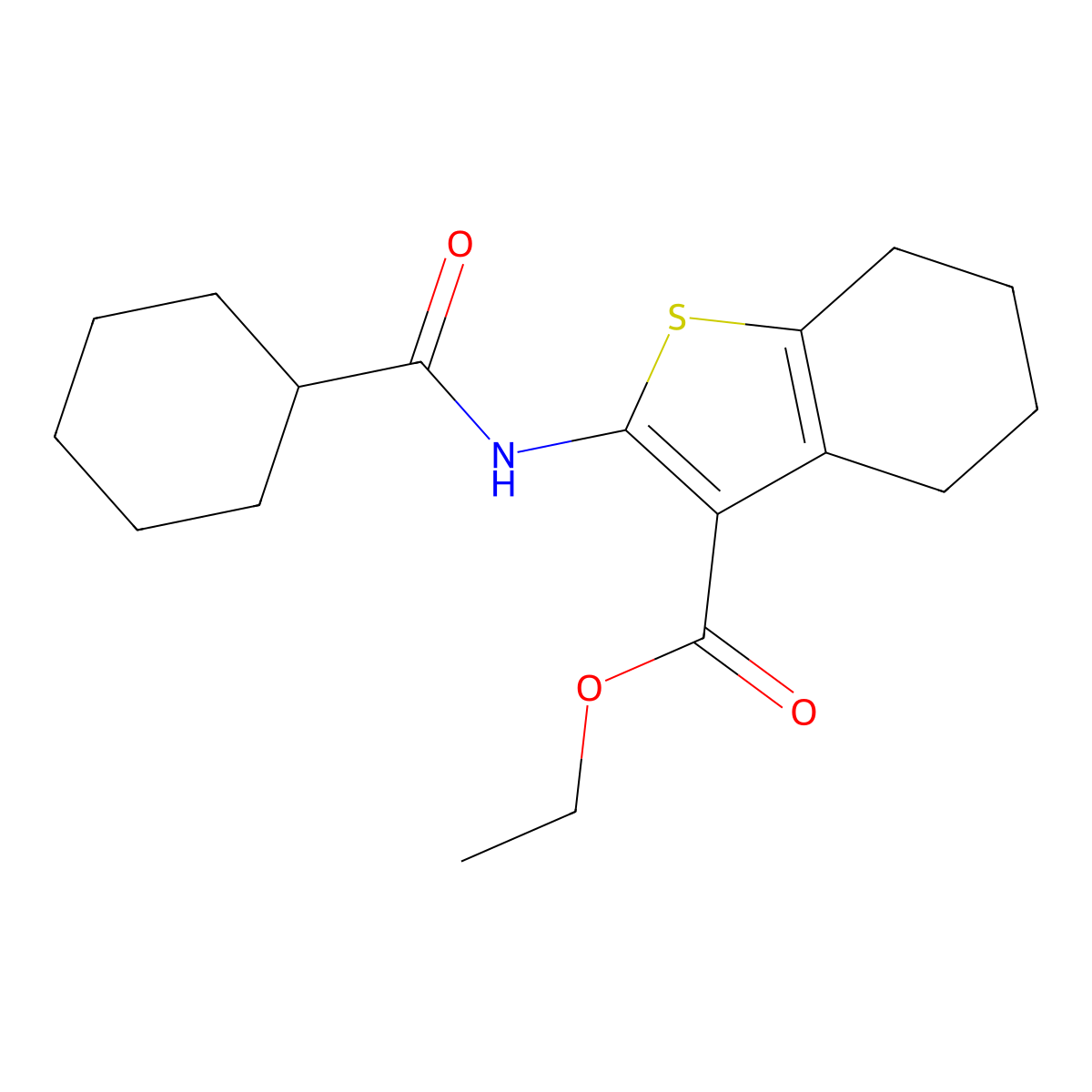 Ethyl 2-(cyclohexanecarboxamido)-4,5,6,7-tetrahydrobenzo[b]thiophene-3-carboxylate molecular structure, CAS 315712-38-0
