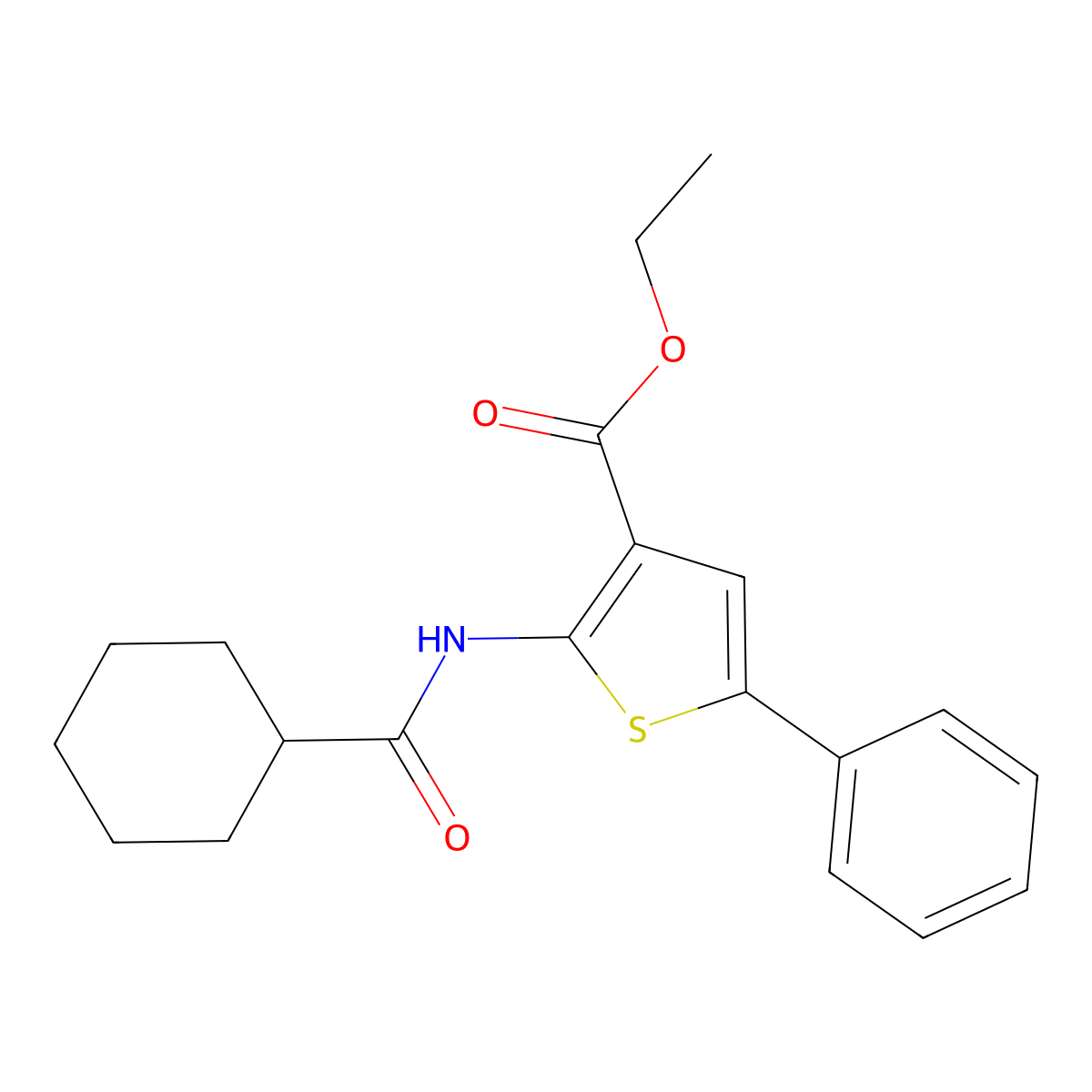 Ethyl 2-(cyclohexanecarbonylamino)-5-phenylthiophene-3-carboxylate molecular structure, CAS 315712-48-2