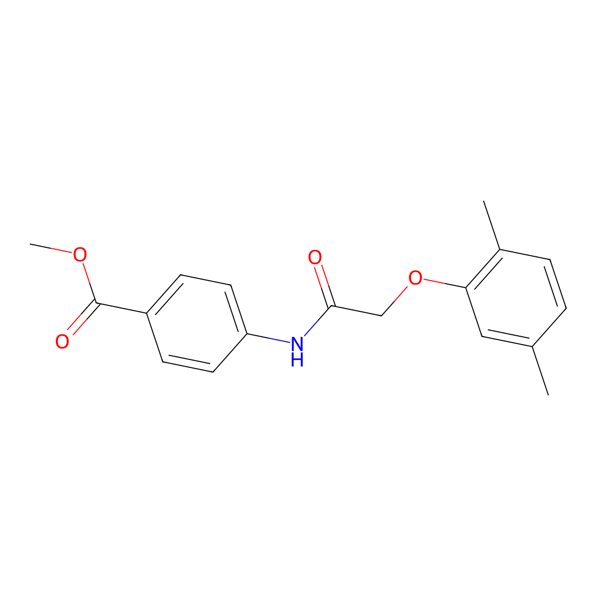 Methyl 4-{[(2,5-dimethylphenoxy)acetyl]amino}benzoate molecular structure, CAS 315713-01-0