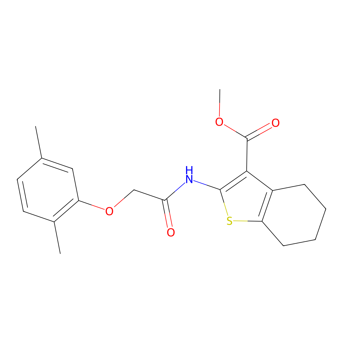 Methyl 2-{[(2,5-dimethylphenoxy)acetyl]amino}-4,5,6,7-tetrahydro-1-benzothiophene-3-carboxylate molecular structure, CAS 315713-25-8