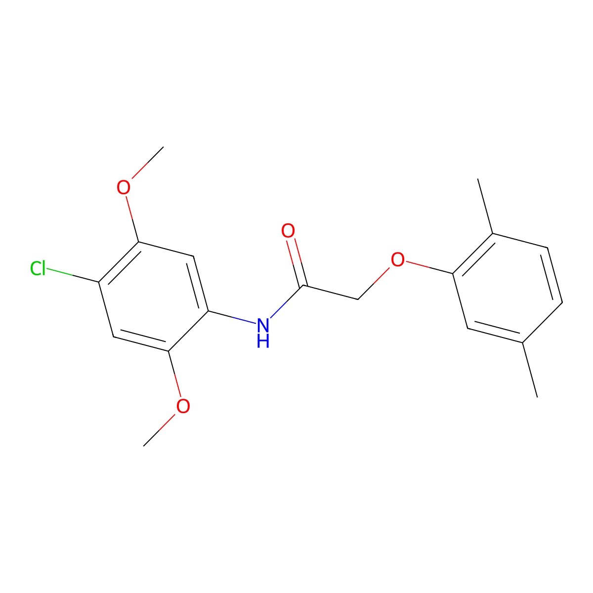N-(4-chloro-2,5-dimethoxyphenyl)-2-(2,5-dimethylphenoxy)acetamide molecular structure, CAS 315713-31-6