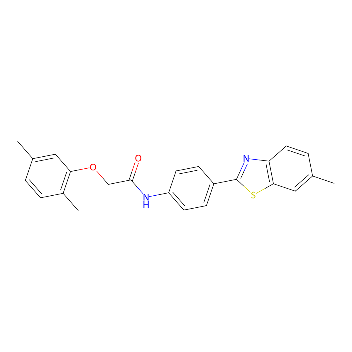 2-(2,5-dimethylphenoxy)-N-[4-(6-methyl-1,3-benzothiazol-2-yl)phenyl]acetamide molecular structure, CAS 315713-48-5