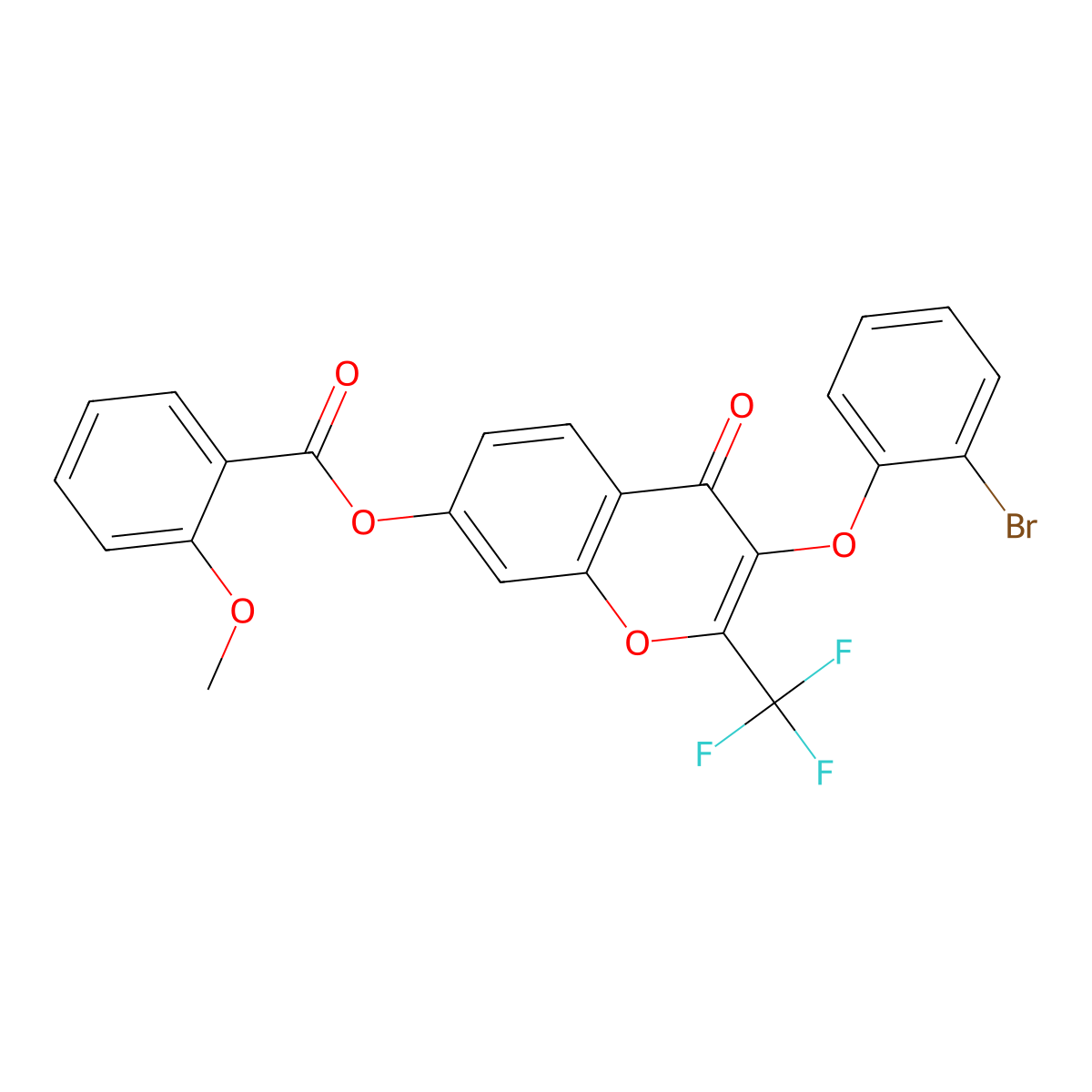 3-(2-bromophenoxy)-4-oxo-2-(trifluoromethyl)-4H-chromen-7-yl 2-methoxybenzoate molecular structure, CAS 315713-99-6