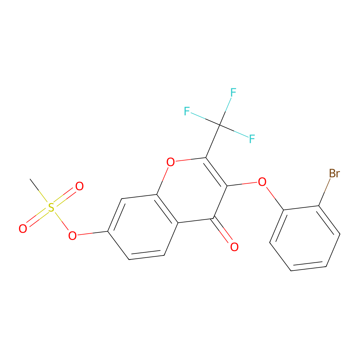 3-(2-bromophenoxy)-4-oxo-2-(trifluoromethyl)-4H-chromen-7-yl methanesulfonate molecular structure, CAS 315714-08-0