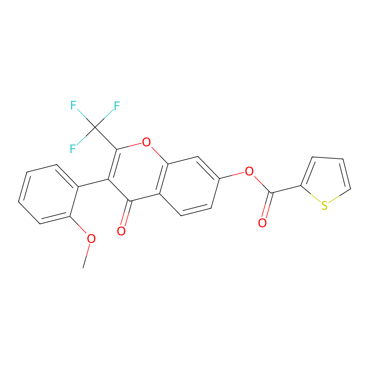 3-(2-methoxyphenyl)-4-oxo-2-(trifluoromethyl)-4H-chromen-7-yl thiophene-2-carboxylate molecular structure, CAS 315715-62-9