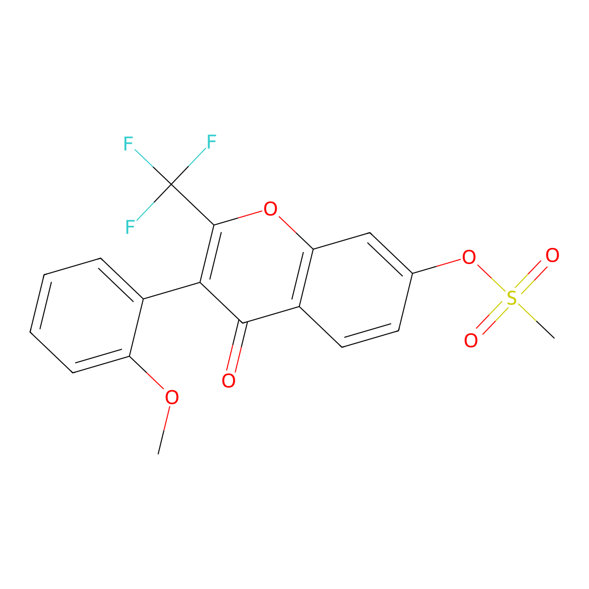 3-(2-methoxyphenyl)-4-oxo-2-(trifluoromethyl)-4H-chromen-7-yl methanesulfonate molecular structure, CAS 315715-63-0