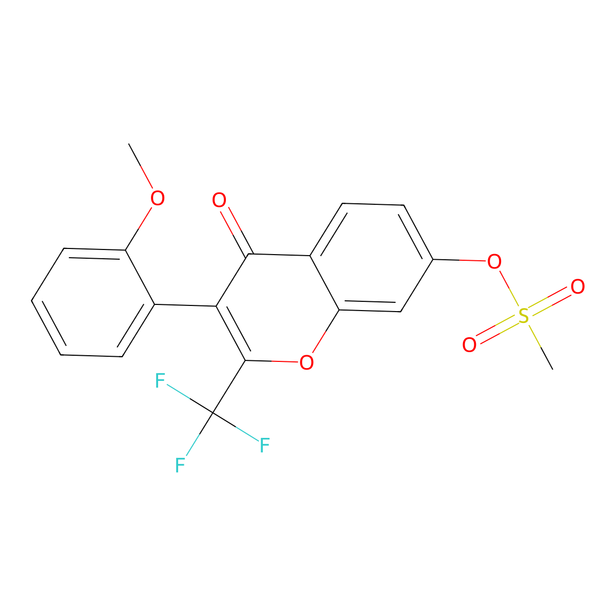 3-(2-methoxyphenyl)-4-oxo-2-(trifluoromethyl)-4H-chromen-7-yl methanesulfonate molecular structure, CAS 315715-63-0