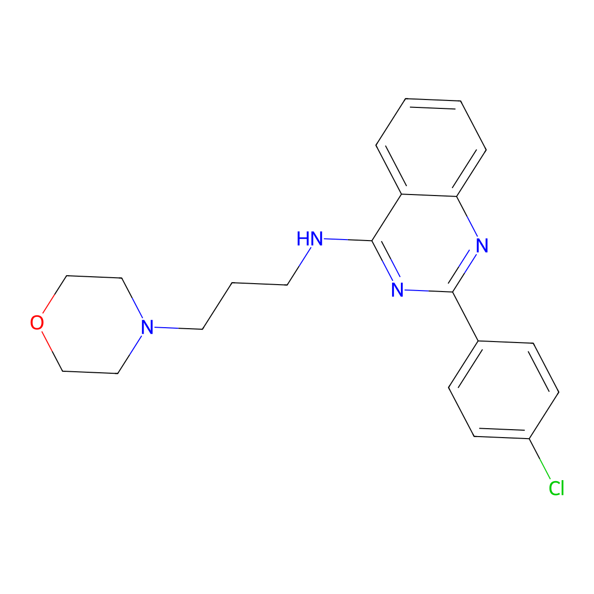 2-(4-chlorophenyl)-N-(3-morpholin-4-ylpropyl)quinazolin-4-amine molecular structure, CAS 315715-80-1