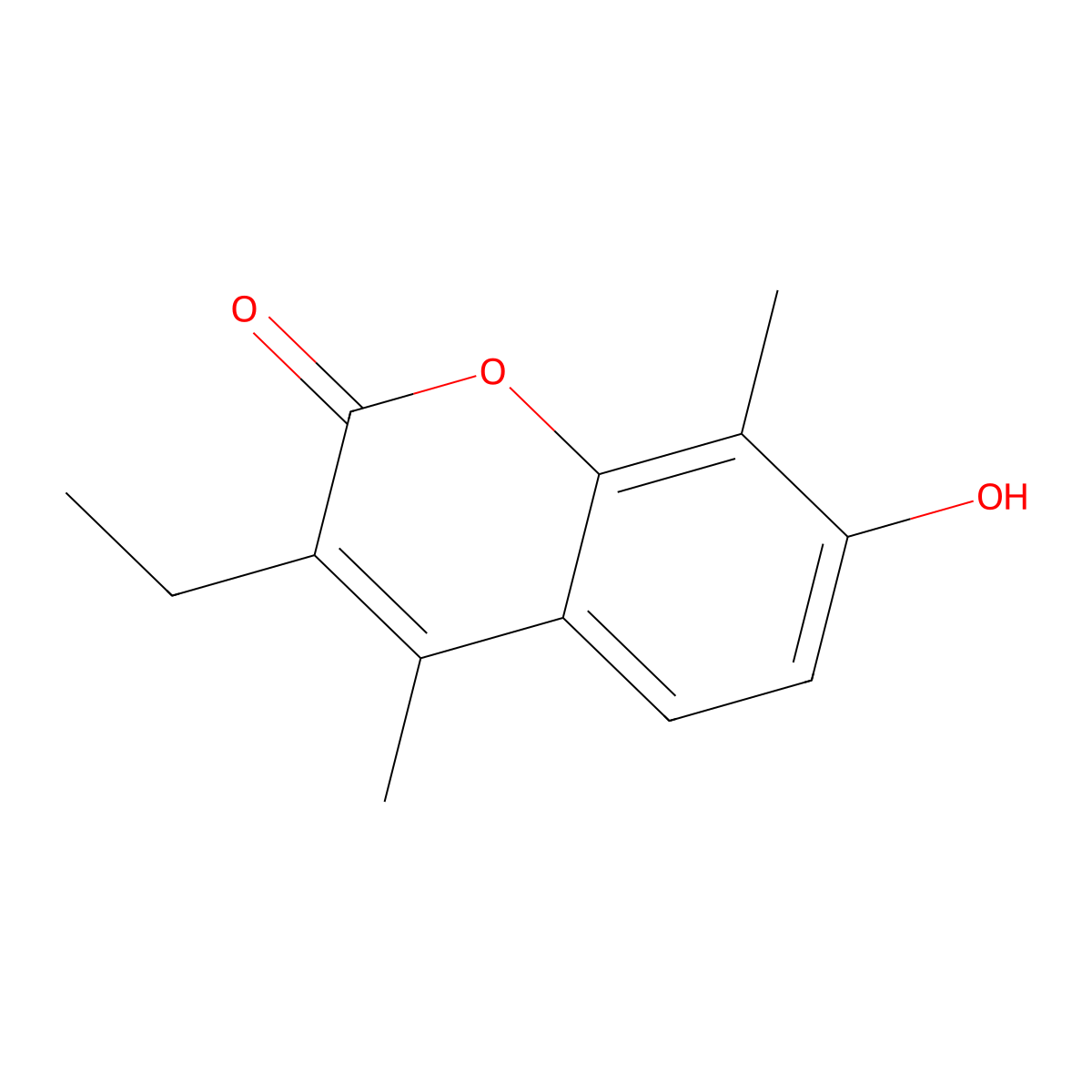 3-ethyl-7-hydroxy-4,8-dimethyl-2H-chromen-2-one molecular structure, CAS 31575-15-2