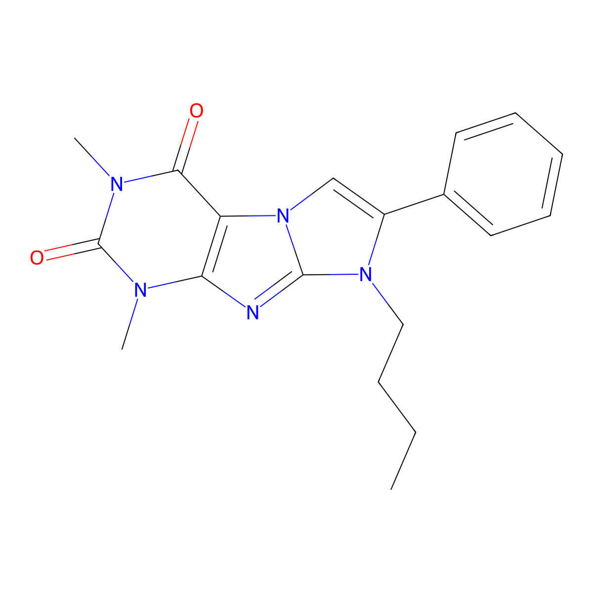 8-butyl-1,3-dimethyl-7-phenyl-1H-imidazo[2,1-f]purine-2,4(3H,8H)-dione molecular structure, CAS 31575-56-1