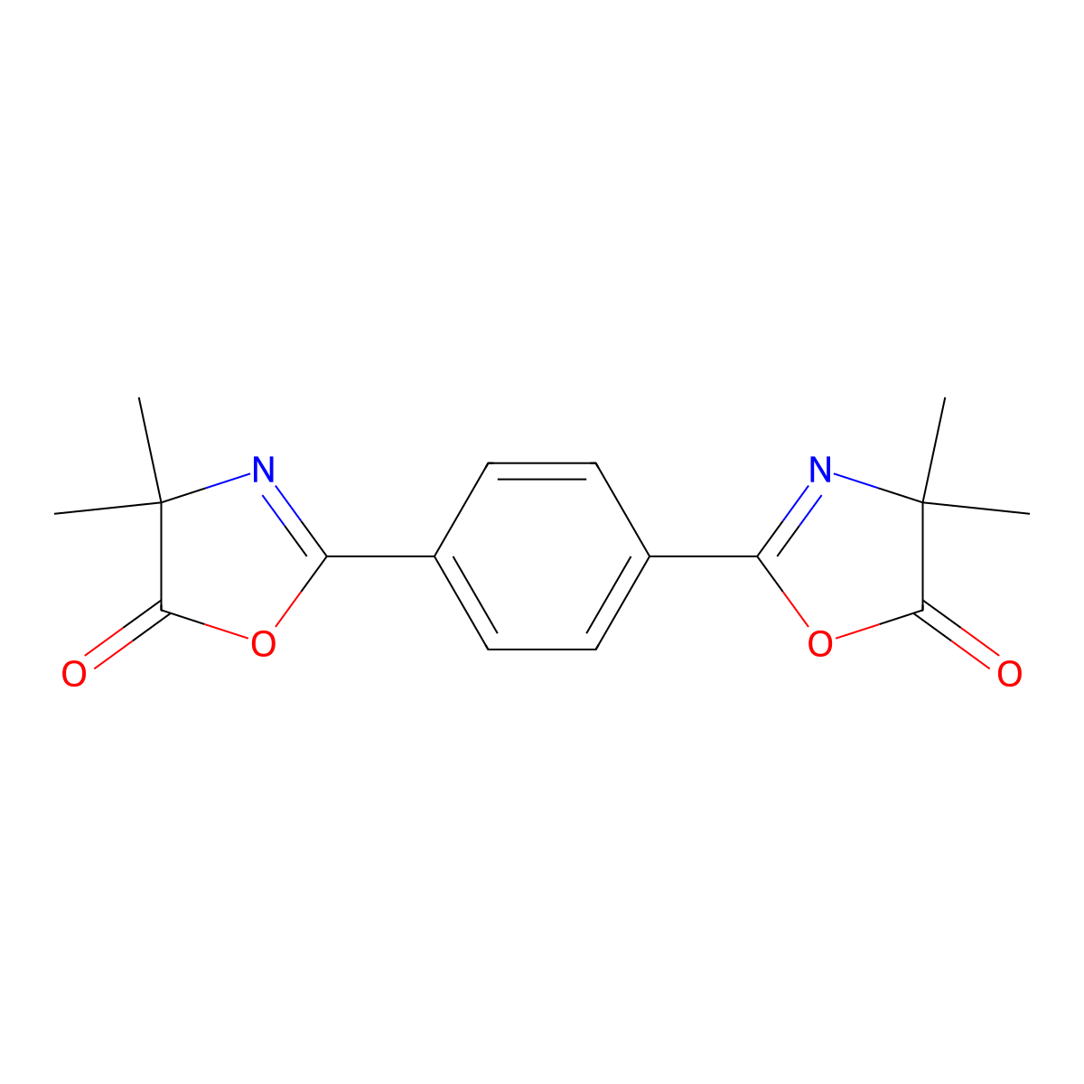5(4H)-Oxazolone, 2,2'-(1,4-phenylene)bis[4,4-dimethyl- molecular structure, CAS 31578-05-9