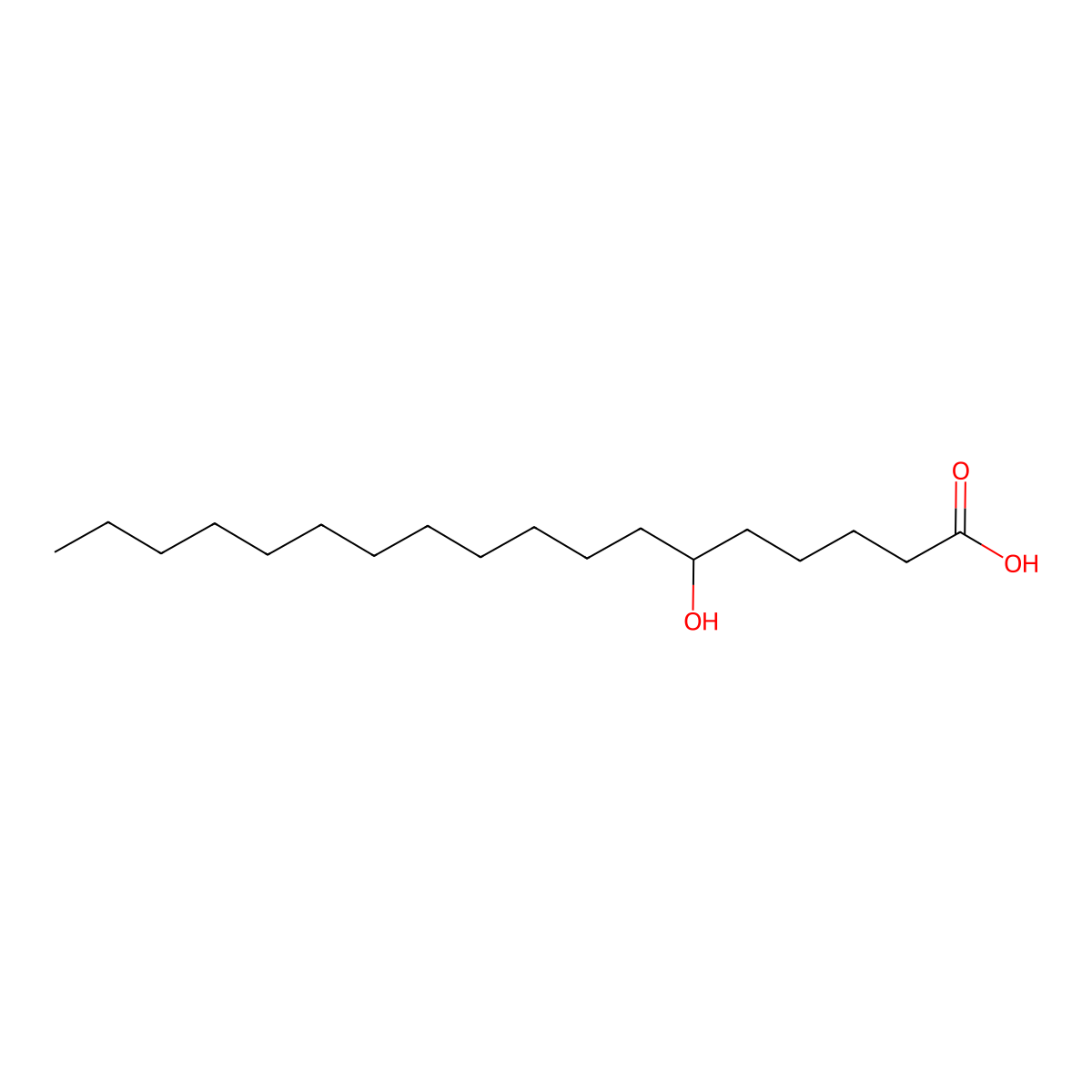 Hydroxyoctadecanoic acid molecular structure, CAS 3158-47-2