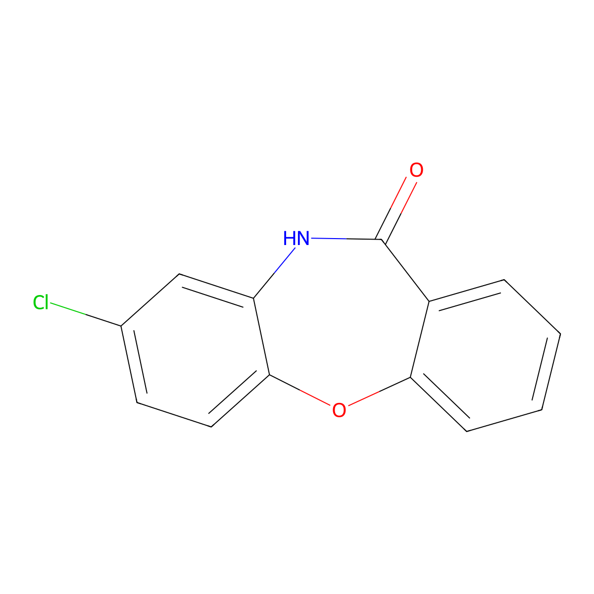 2-Chlorodibenz(b,f)-1,4-oxazepin-11(10H)-one molecular structure, CAS 3158-76-7