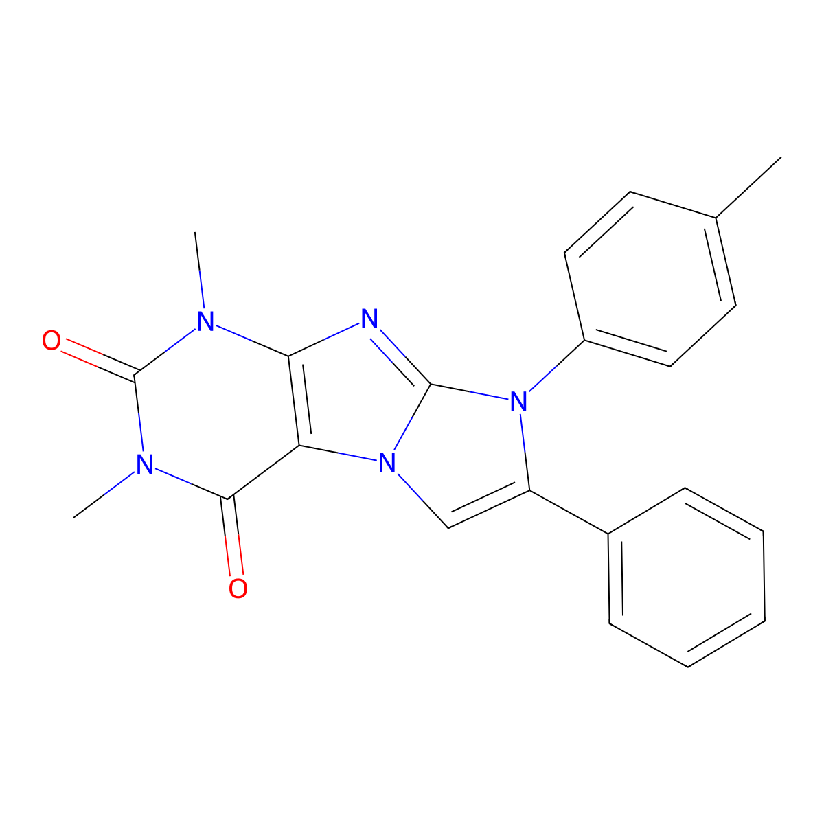 1,3-Dimethyl-8-(4-methylphenyl)-7-PH-1H-imidazo(2,1-F)purine-2,4(3H,8H)-dione molecular structure, CAS 31581-67-6