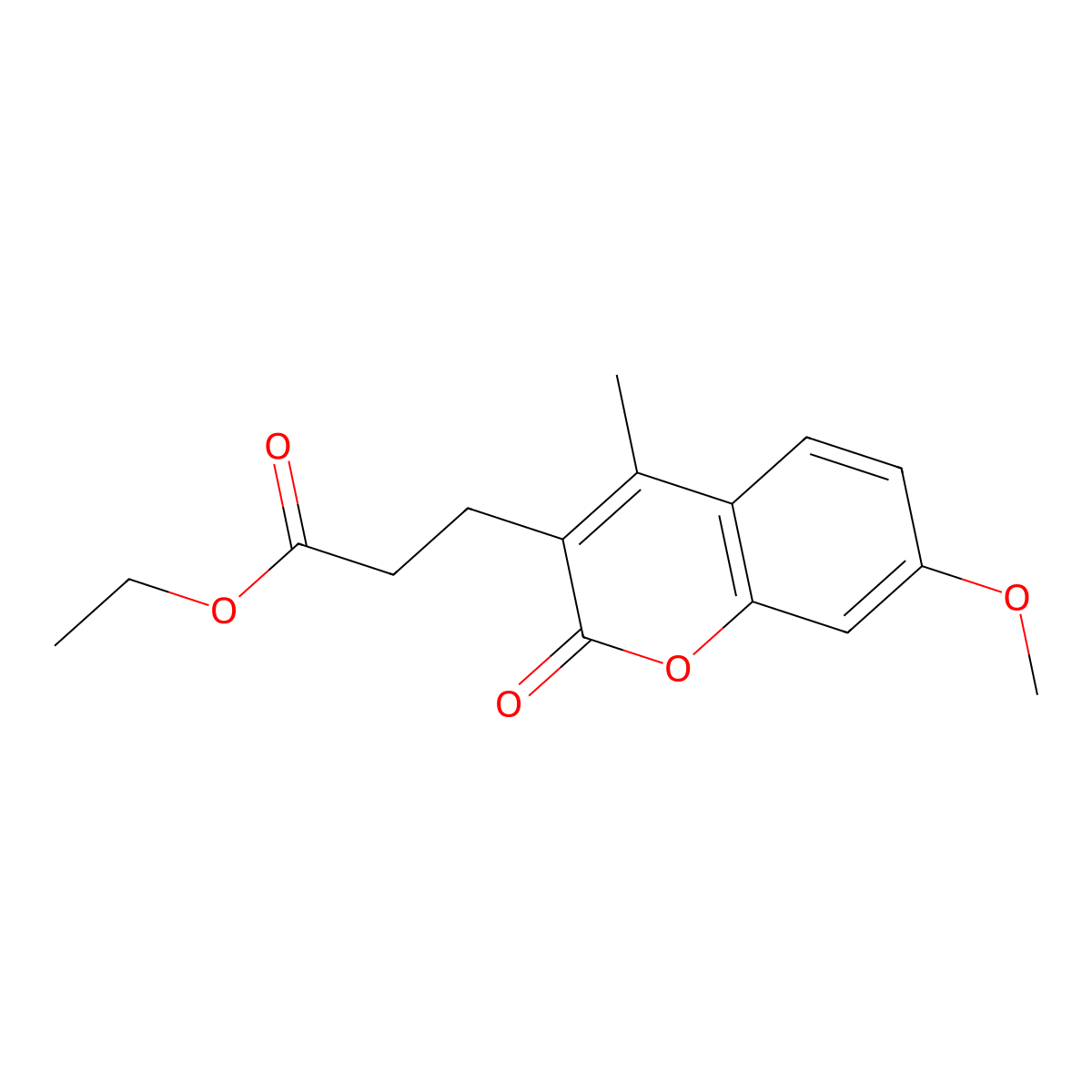 ethyl 3-(7-methoxy-4-methyl-2-oxo-2H-chromen-3-yl)propanoate molecular structure, CAS 31582-00-0