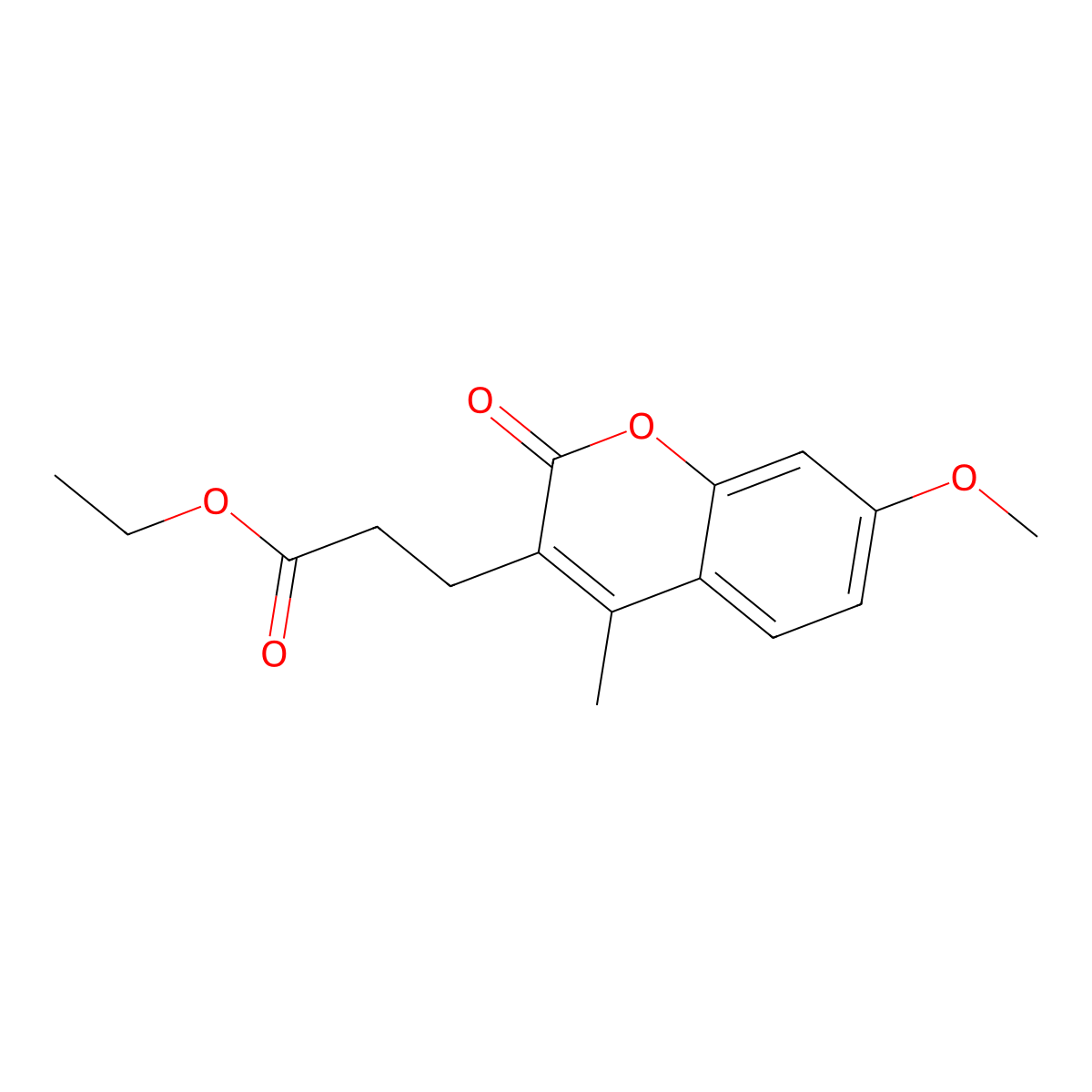 ethyl 3-(7-methoxy-4-methyl-2-oxo-2H-chromen-3-yl)propanoate molecular structure, CAS 31582-00-0