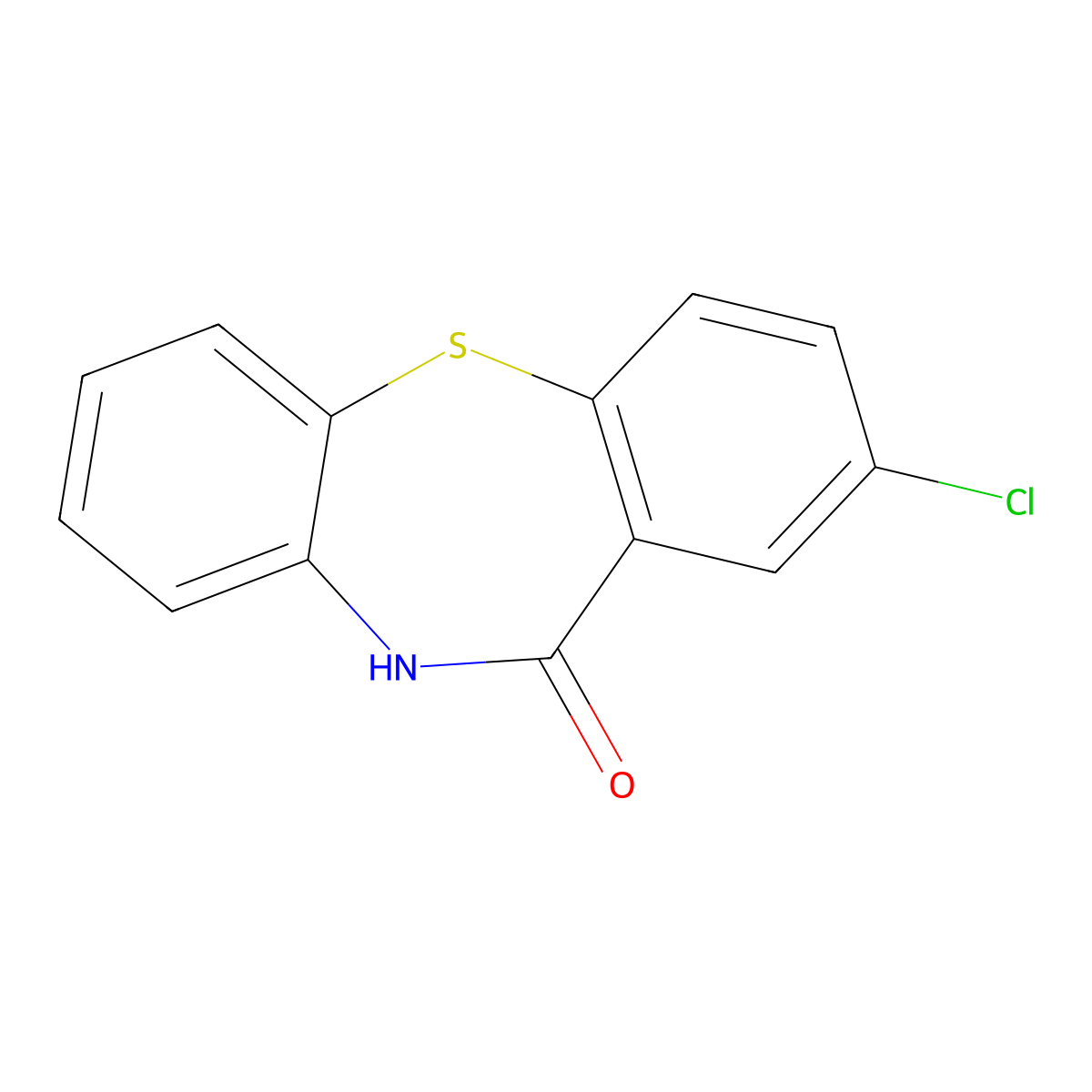 Dibenzo(b,f)(1,4)thiazepin-11(10H)-one, 2-chloro molecular structure, CAS 3159-04-4