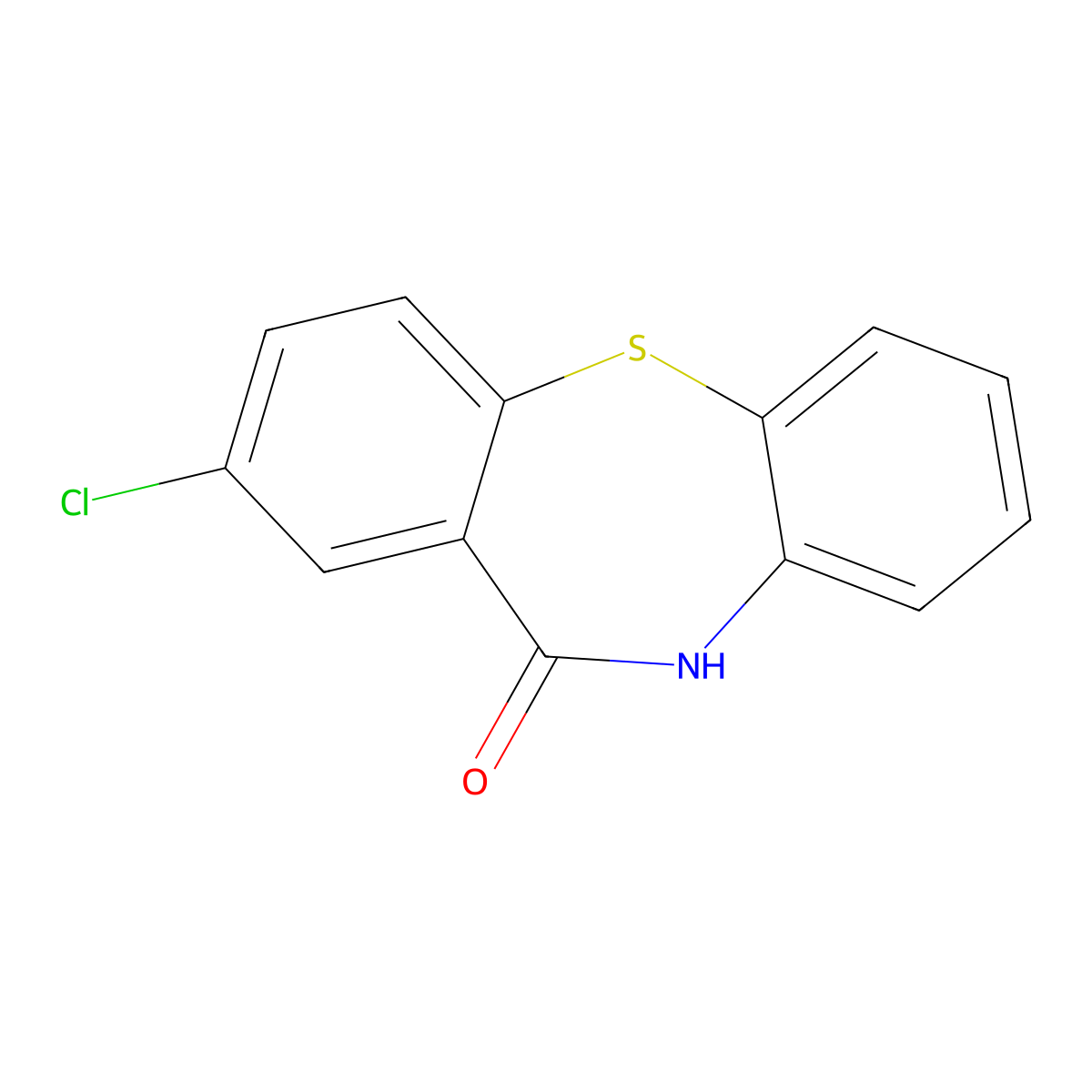 Dibenzo(b,f)(1,4)thiazepin-11(10H)-one, 2-chloro molecular structure, CAS 3159-04-4