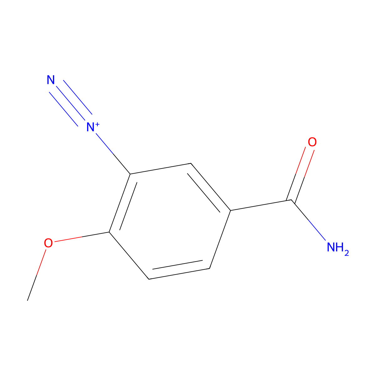 5-Carbamoyl-2-methoxybenzenediazonium molecular structure, CAS 31599-32-3