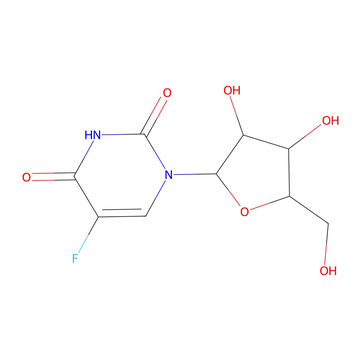 5-Fluorouridine molecular structure, CAS 316-46-1