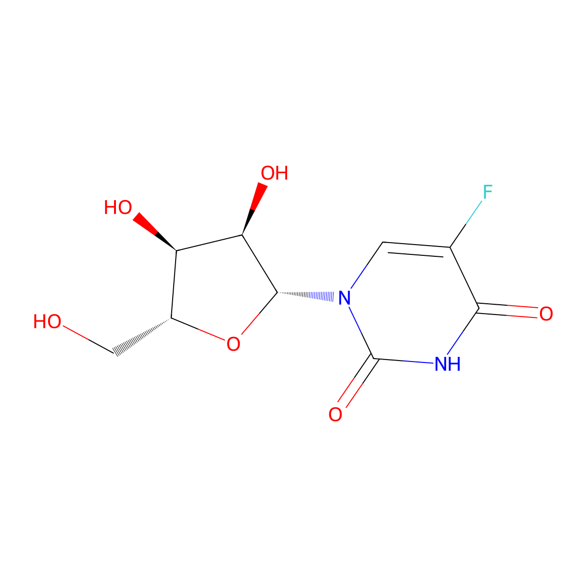 5-Fluorouridine molecular structure, CAS 316-46-1