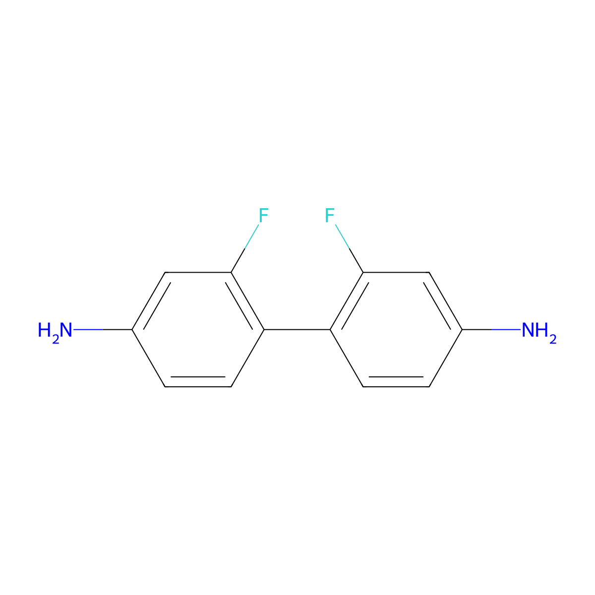 4,4'-Diamino-2,2'-difluorobiphenyl molecular structure, CAS 316-64-3