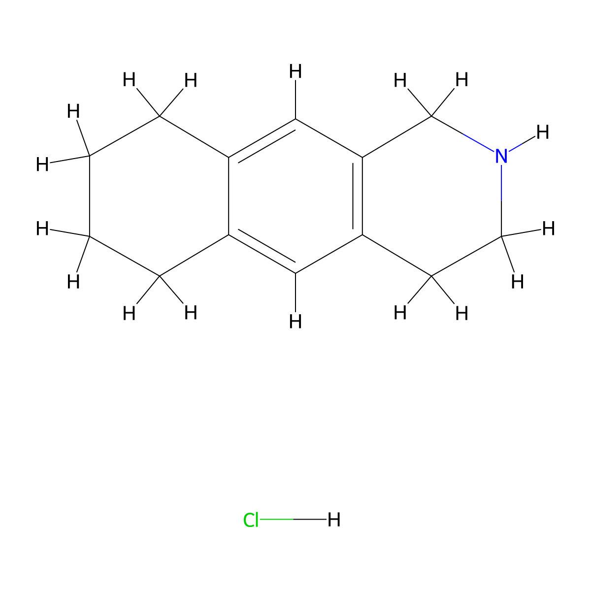 1H,2H,3H,4H,6H,7H,8H,9H-cyclohexa[g]isoquinoline hydrochloride molecular structure, CAS 3160-23-4