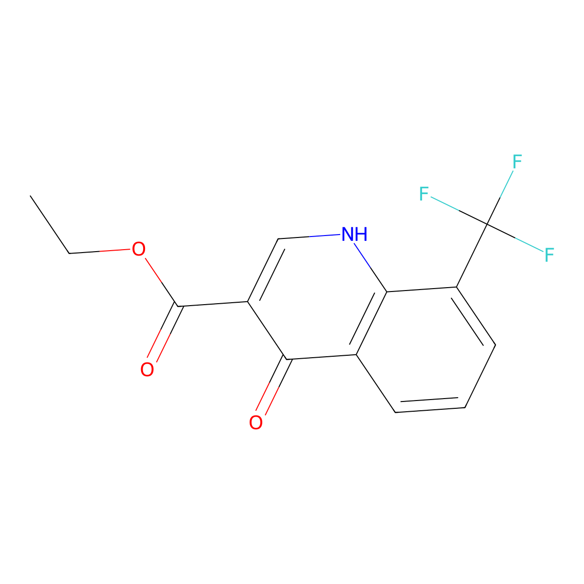 Ethyl 4-hydroxy-8-(trifluoromethyl)quinoline-3-carboxylate molecular structure, CAS 31601-87-3