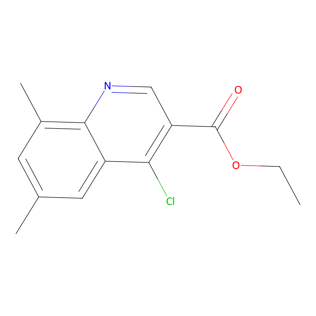 Ethyl 4-chloro-6,8-dimethylquinoline-3-carboxylate molecular structure, CAS 31602-09-2