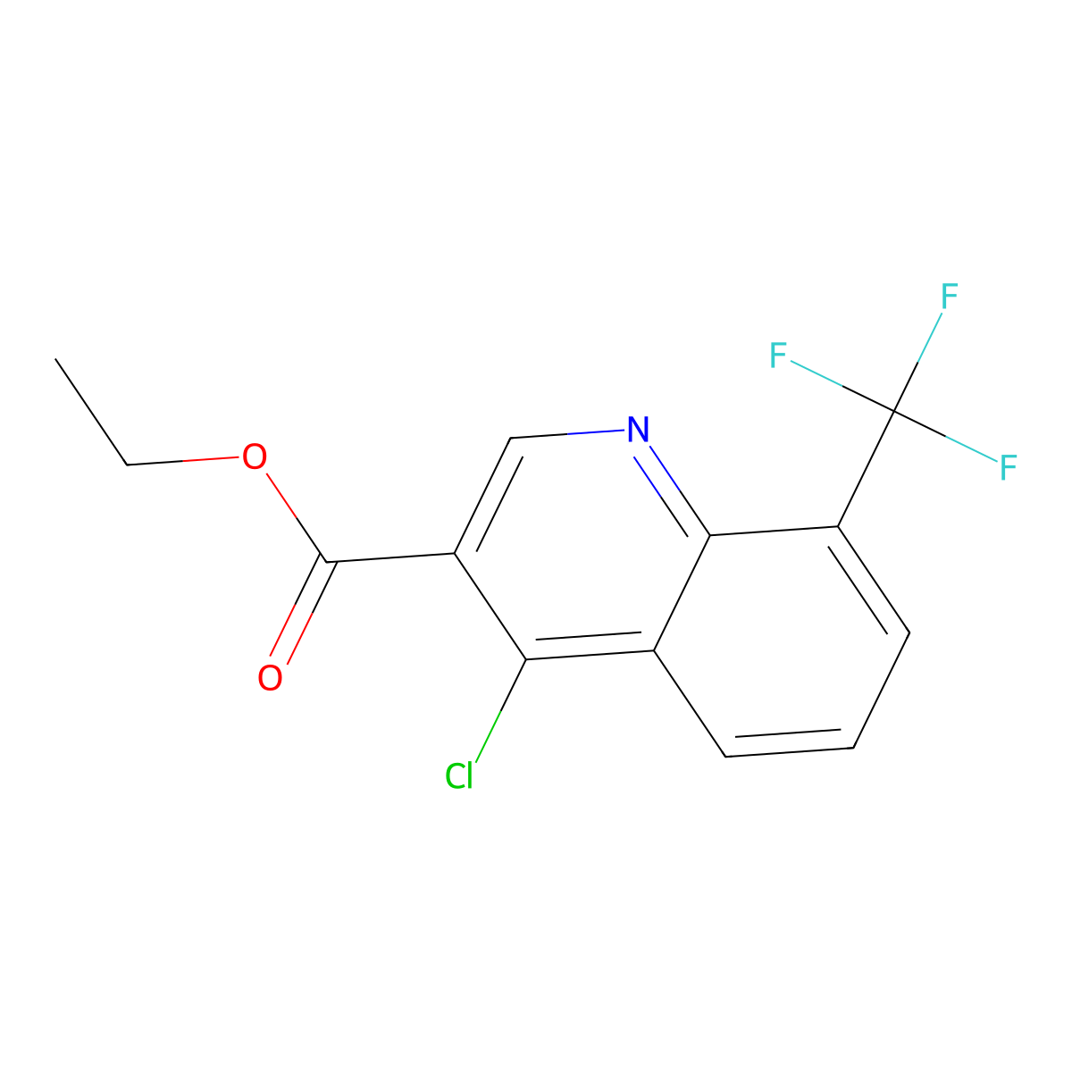 Ethyl 4-chloro-8-(trifluoromethyl)quinoline-3-carboxylate molecular structure, CAS 31602-11-6