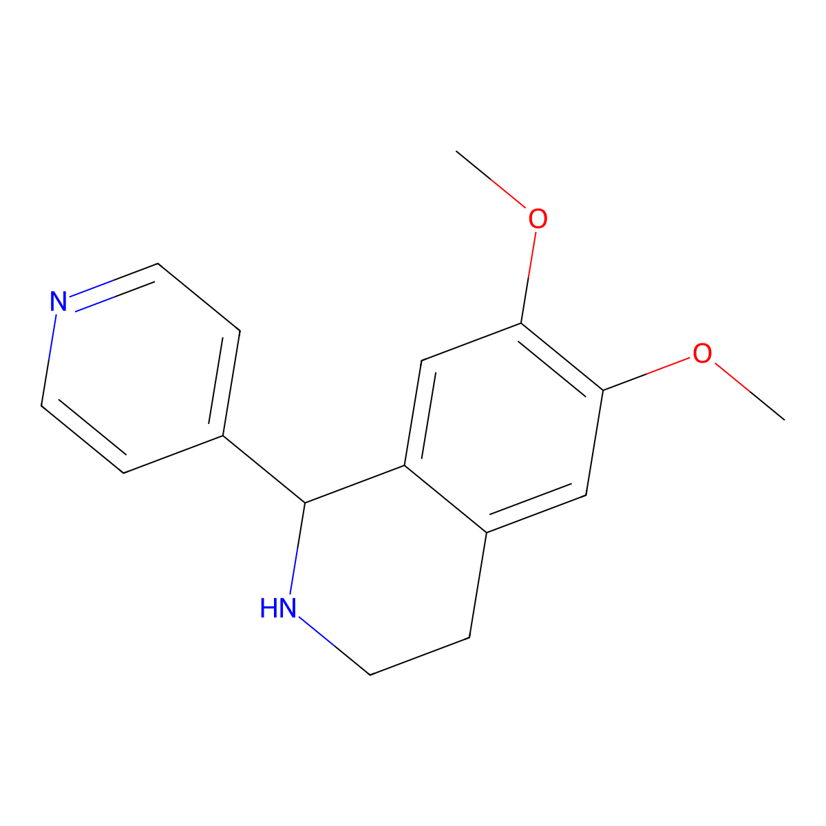 6,7-Dimethoxy-1-(pyridin-4-yl)-1,2,3,4-tetrahydroisoquinoline molecular structure, CAS 3161-05-5