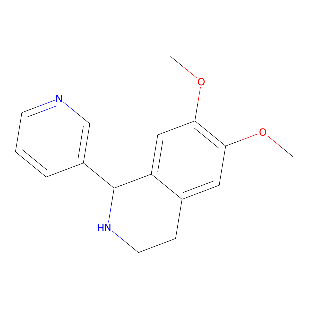 6,7-Dimethoxy-1-(pyridin-3-yl)-1,2,3,4-tetrahydroisoquinoline molecular structure, CAS 3161-08-8