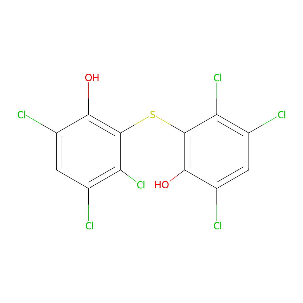3,4,6-Trichloro-2-(3,5,6-trichloro-2-hydroxyphenylthio)phenol molecular structure, CAS 3161-14-6