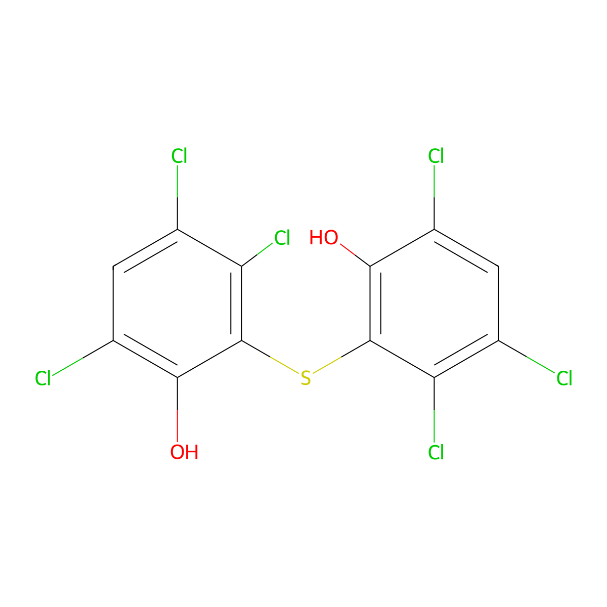3,4,6-Trichloro-2-(3,5,6-trichloro-2-hydroxyphenylthio)phenol molecular structure, CAS 3161-14-6