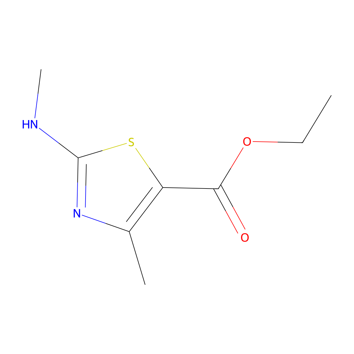 Ethyl 4-methyl-2-(methylamino)thiazole-5-carboxylate molecular structure, CAS 3161-68-0