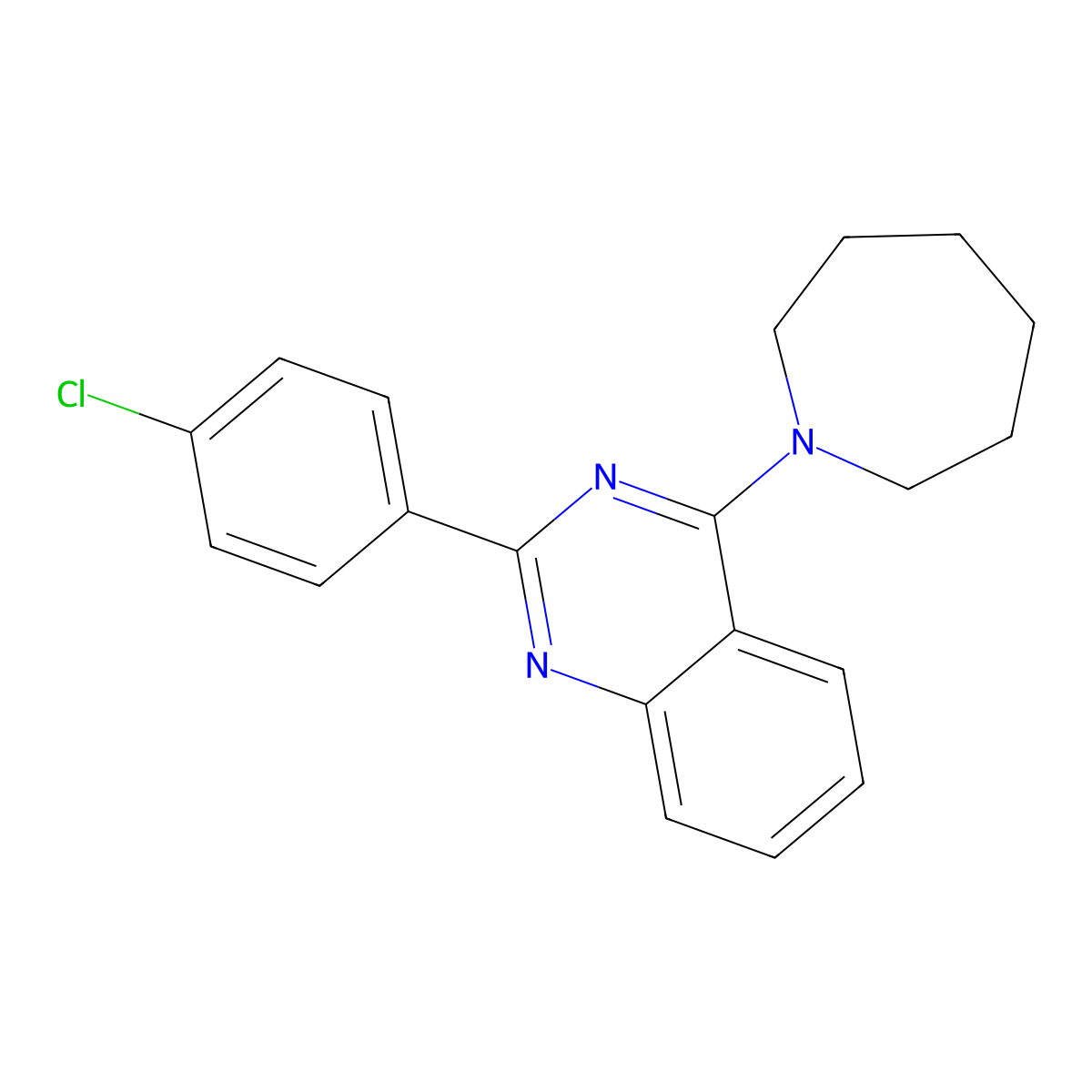 4-(Azepan-1-yl)-2-(4-chlorophenyl)quinazoline molecular structure, CAS 316125-22-1