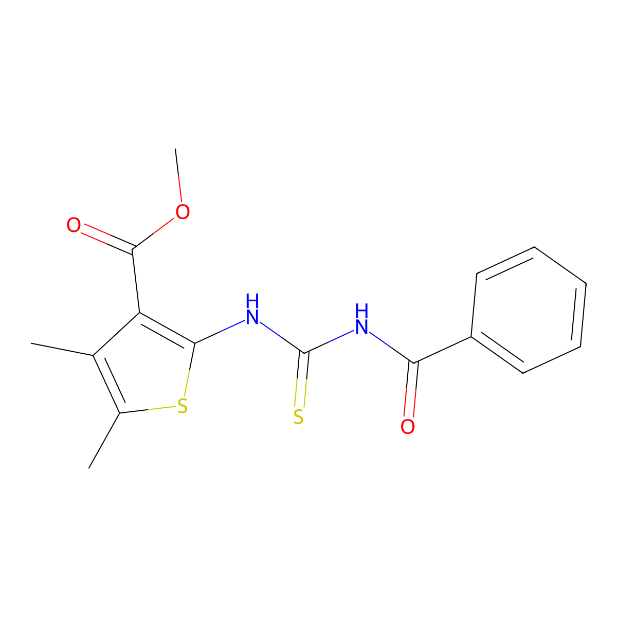 Methyl 2-(3-benzoylthioureido)-4,5-dimethylthiophene-3-carboxylate molecular structure, CAS 316125-32-3