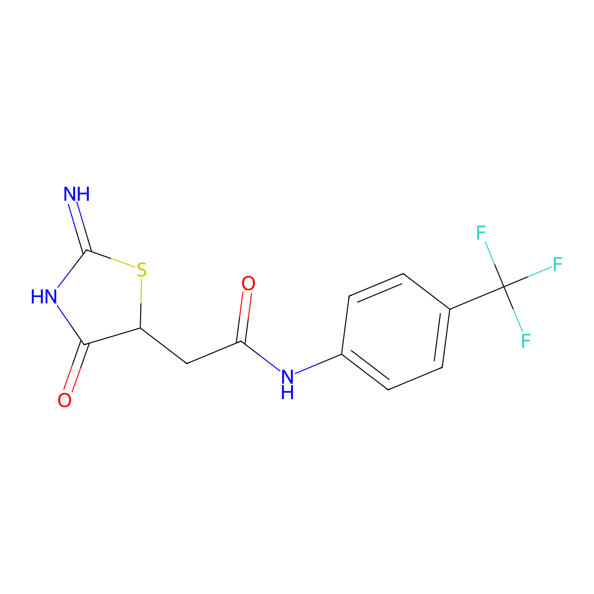 2-(2-imino-4-oxothiazolidin-5-yl)-N-(4-(trifluoromethyl)phenyl)acetamide molecular structure, CAS 316125-37-8