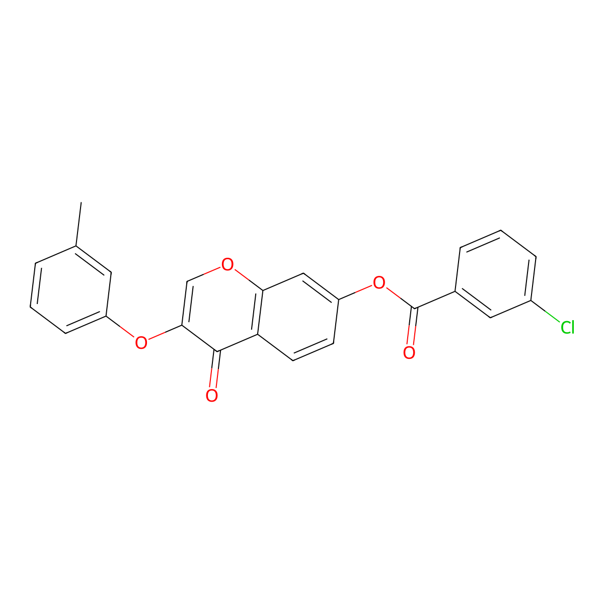 3-(3-methylphenoxy)-4-oxo-4H-chromen-7-yl 3-chlorobenzoate molecular structure, CAS 316125-54-9