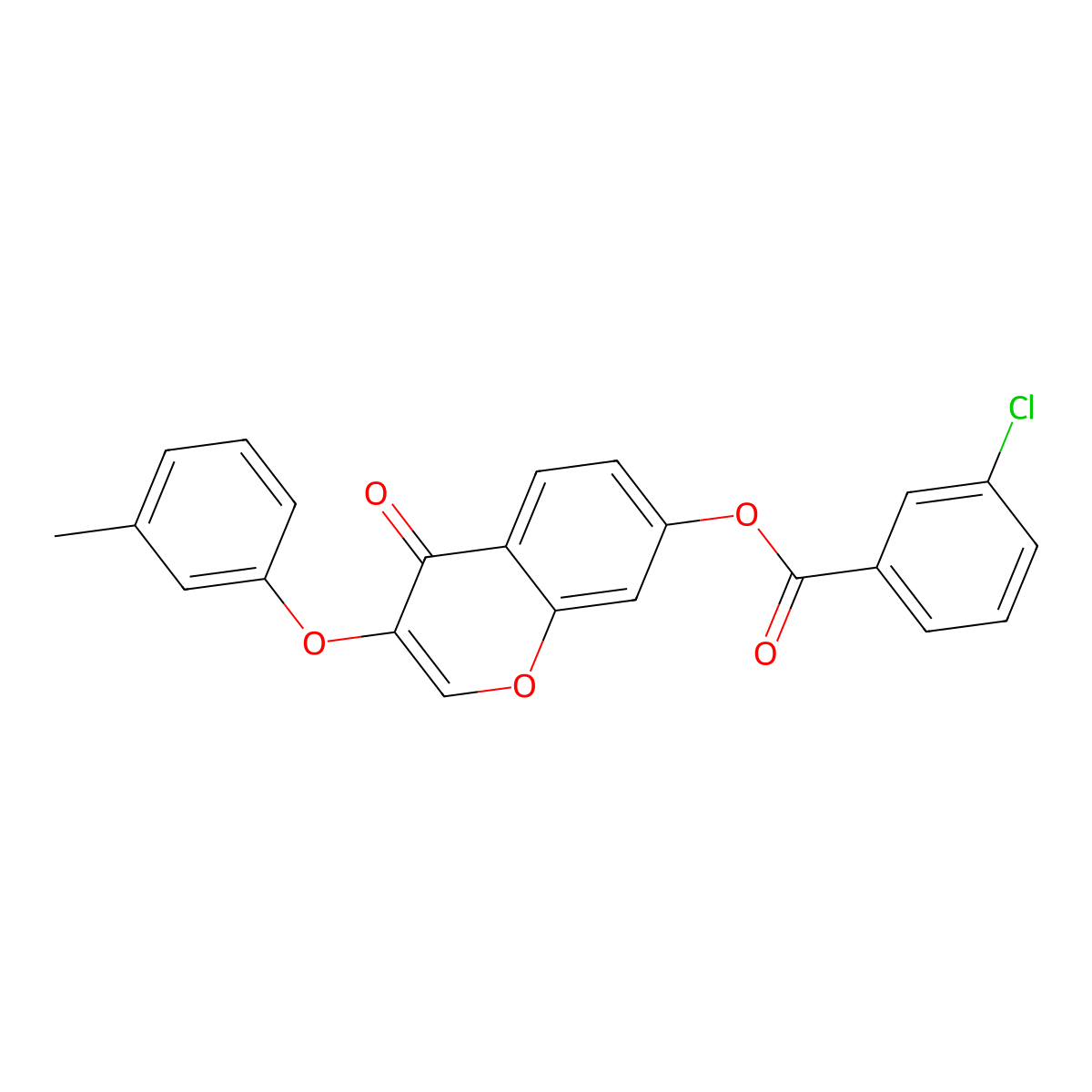 3-(3-methylphenoxy)-4-oxo-4H-chromen-7-yl 3-chlorobenzoate molecular structure, CAS 316125-54-9
