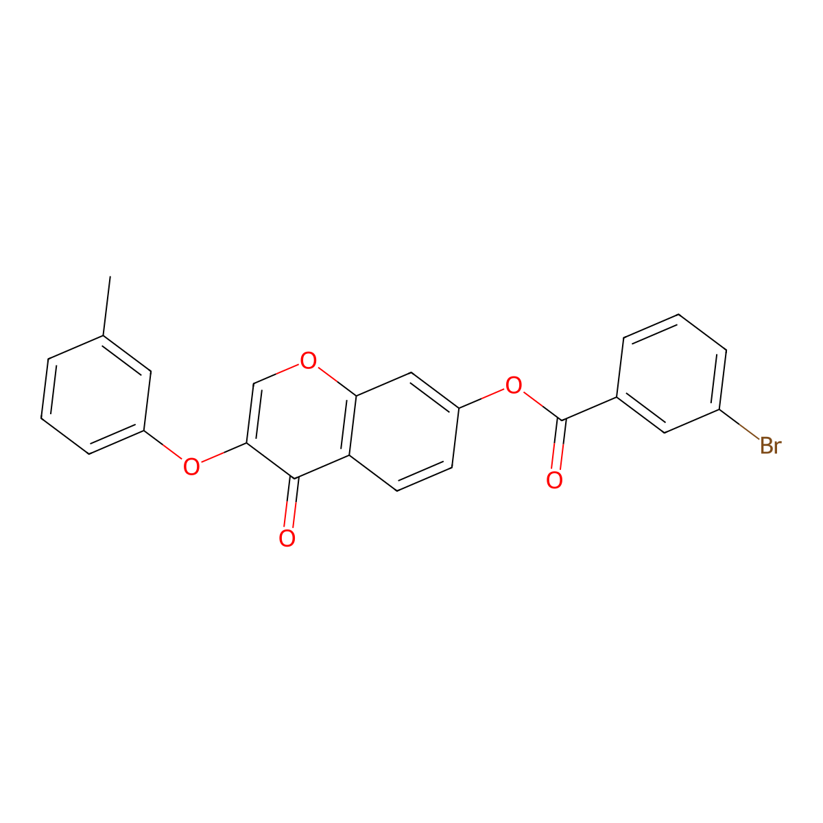 3-(3-methylphenoxy)-4-oxo-4H-chromen-7-yl 3-bromobenzoate molecular structure, CAS 316125-58-3