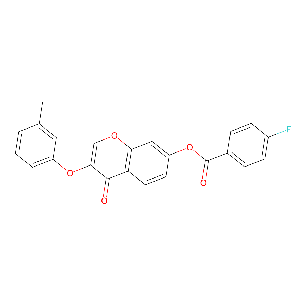 3-(3-methylphenoxy)-4-oxo-4H-chromen-7-yl 4-fluorobenzoate molecular structure, CAS 316125-65-2